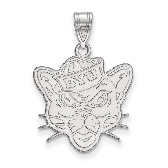 10k White Gold Brigham Young U Large Pendant